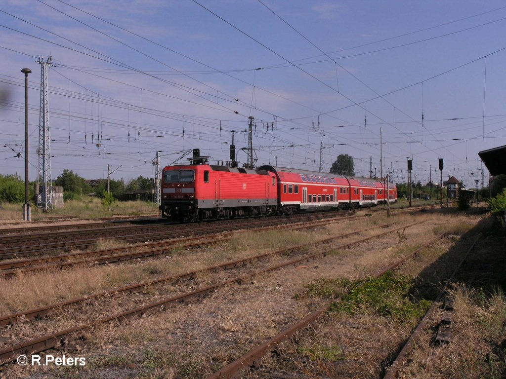 143 111-3 verlsst Eisenhttenstadt mit den RB11 Cottbus. 07.06.08