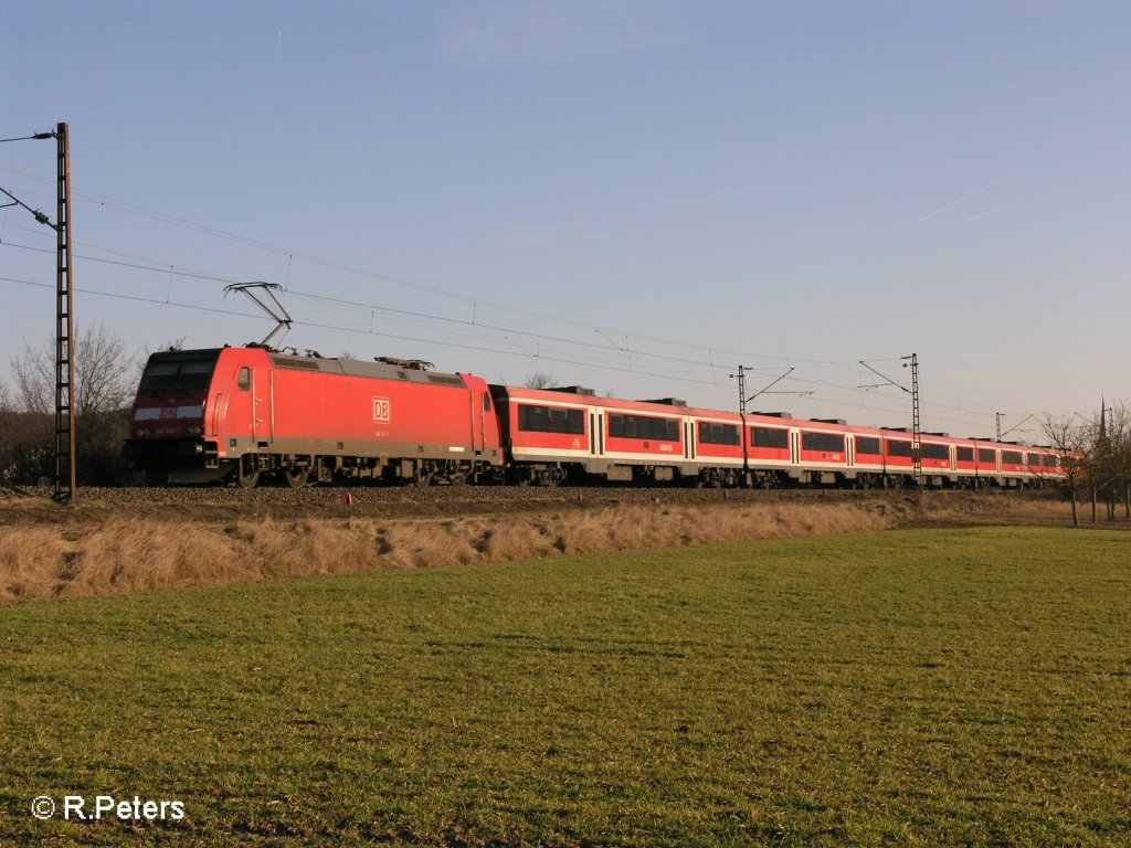 146 240-7 schiebt bei Thngersheim eine RB Wrzburg.16.02.08