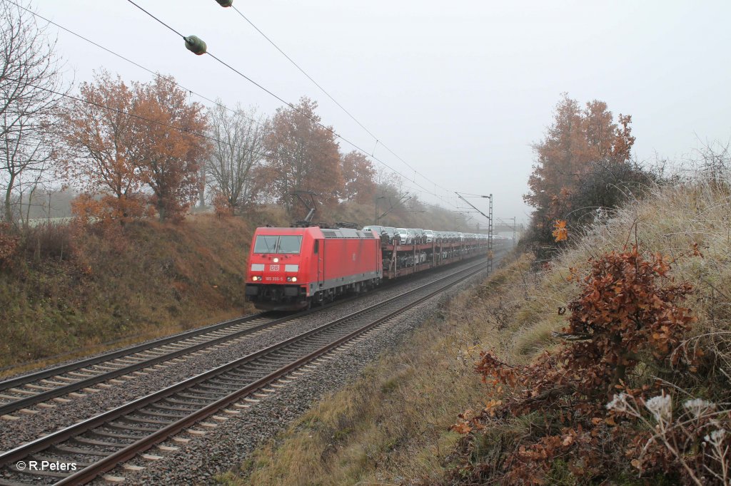 185 355-5 mit einem BMW-Zug bei Dettenhofen. 17.11.12