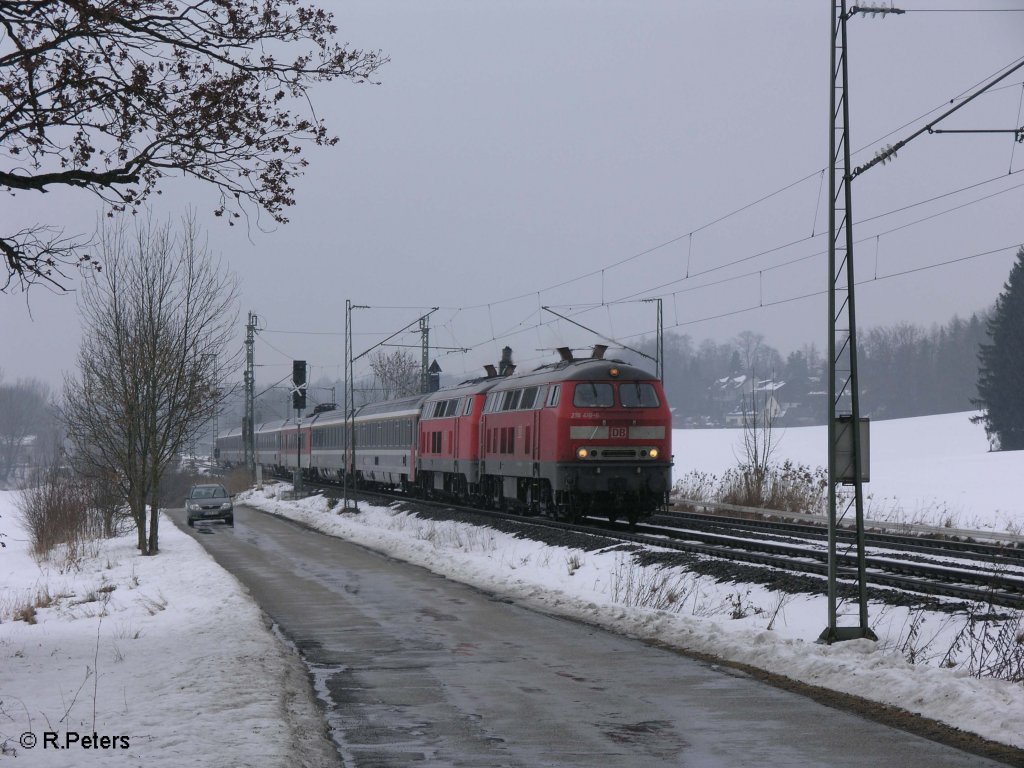 218 416-6 + 419 ziehen bei Geltendorf den EC191 nach Mnchen. 27.02.09
