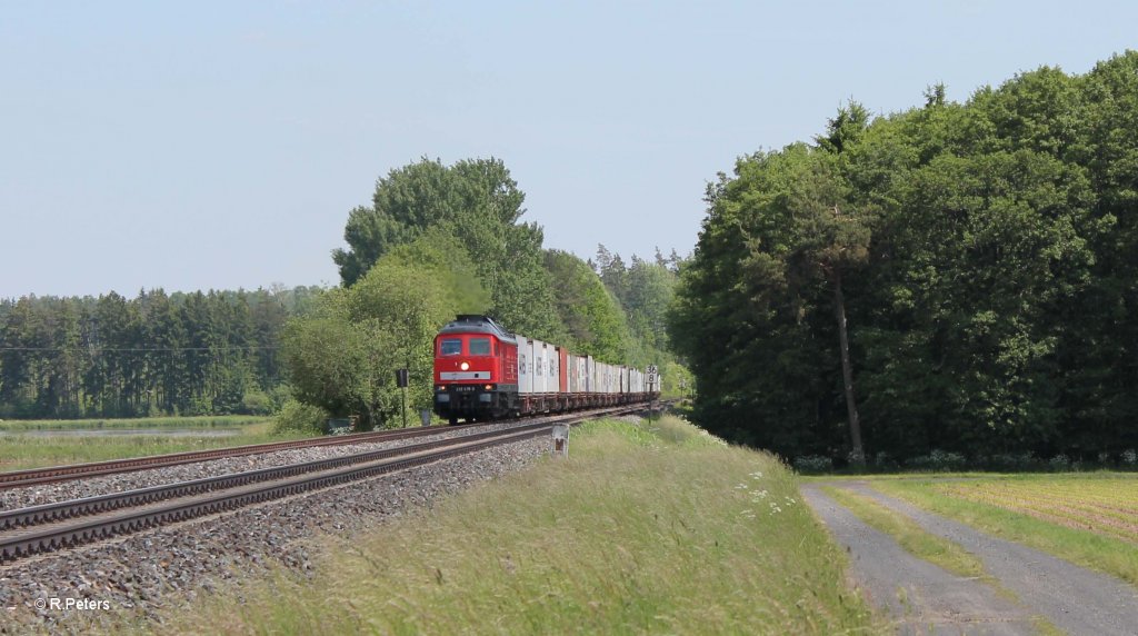 232 618-9 mit Containerzug bei Oberteich. 13.06.13
