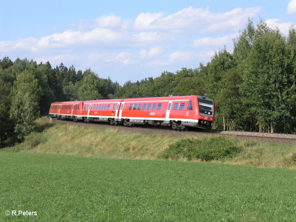 612 115-6 zieht bei Oberteich durch die Kurve als RE 3695 Regensburg HBF 18.08.09
