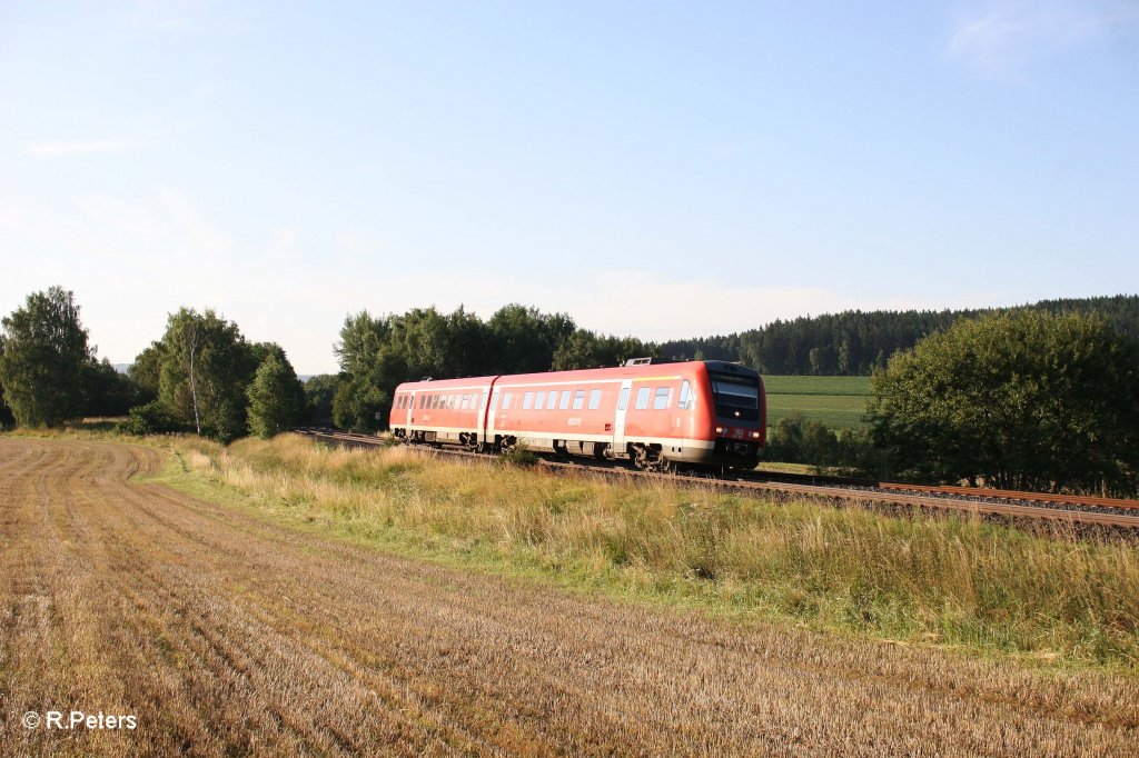 612 129-7 mit einem RE nach Dresden bei Unterthlau. 23.07.11