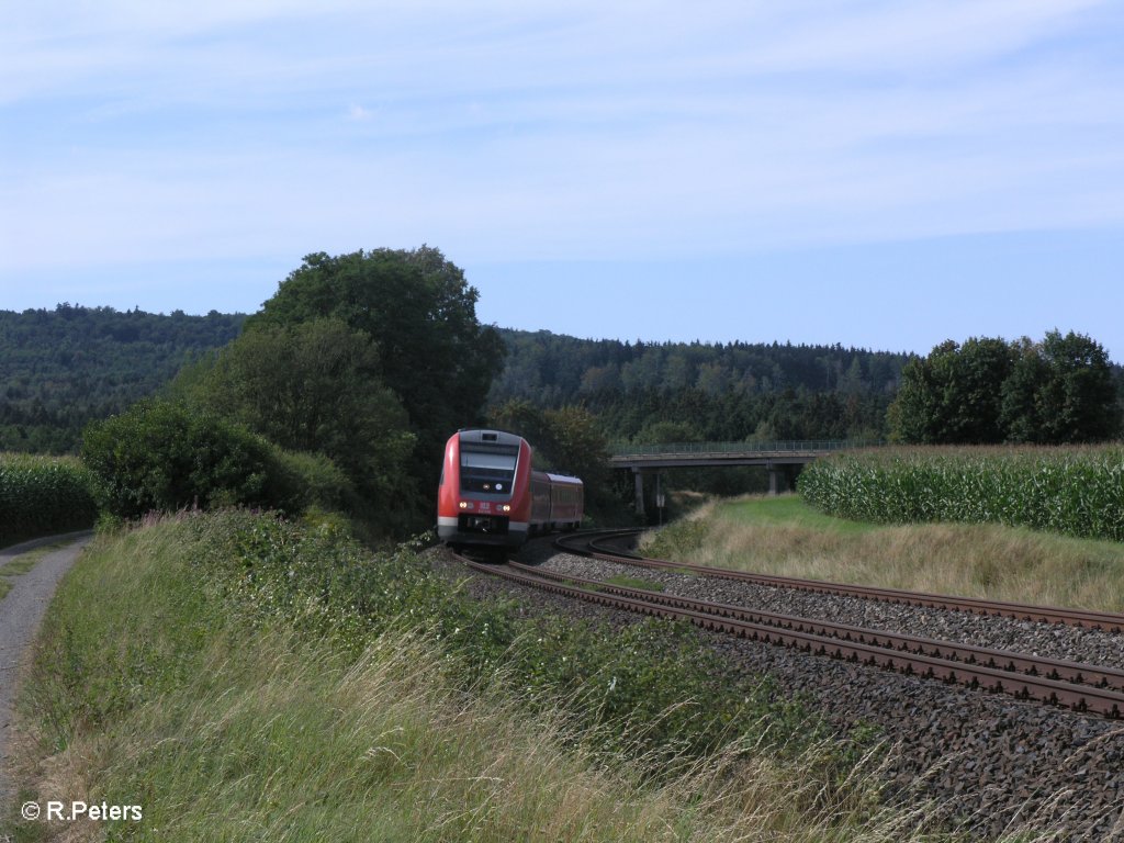 612 550-4 zieht bei Oberteich als RE 3695 Regensburg HBF durch die Kurve. 16.08.09
