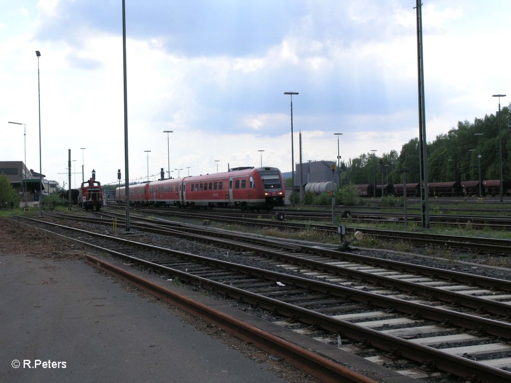 Ein 612er verlsst Marktredwitz mit dem RE Gera. 22.05.10