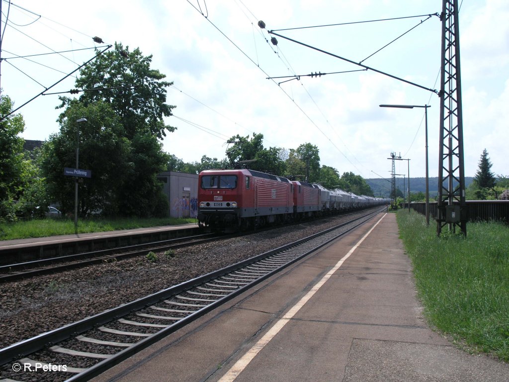 MEG 603+601 ziehen ein Zementzug durch Regensburg-Prfering. 09.05.09