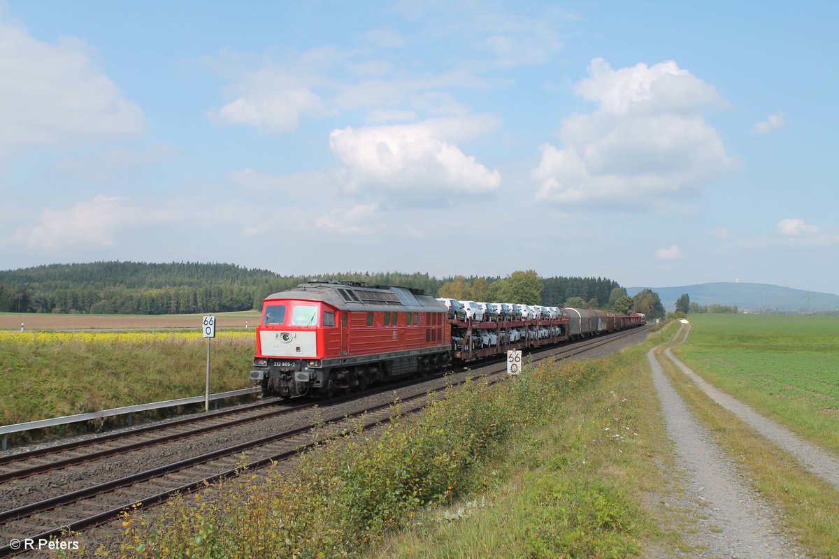 232 909-8 zieht bei neudes den EZ 51617 Zwickau - Nürnberg. 23.09.17