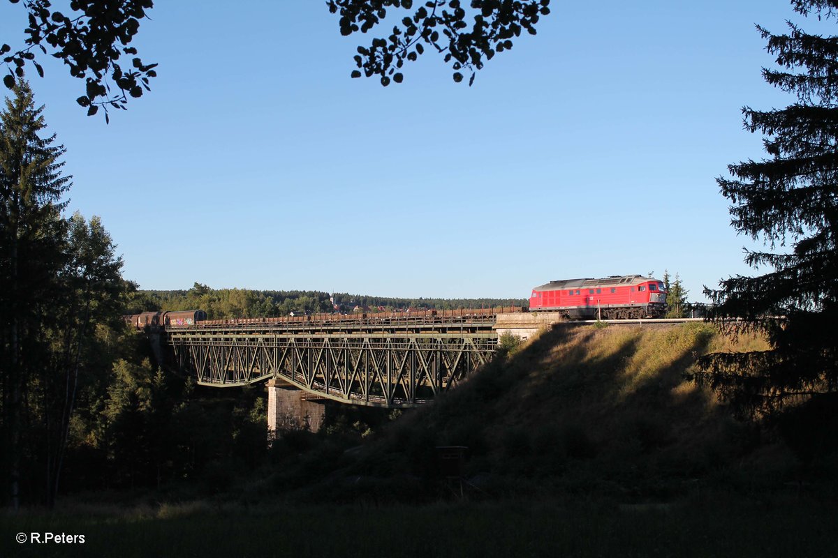 232 909 mit dem 51082 Leipzig - Nürnberg Frankenwald Umleiter das Fichtelnaab Viadukt bei Neusorg. 31.08.16