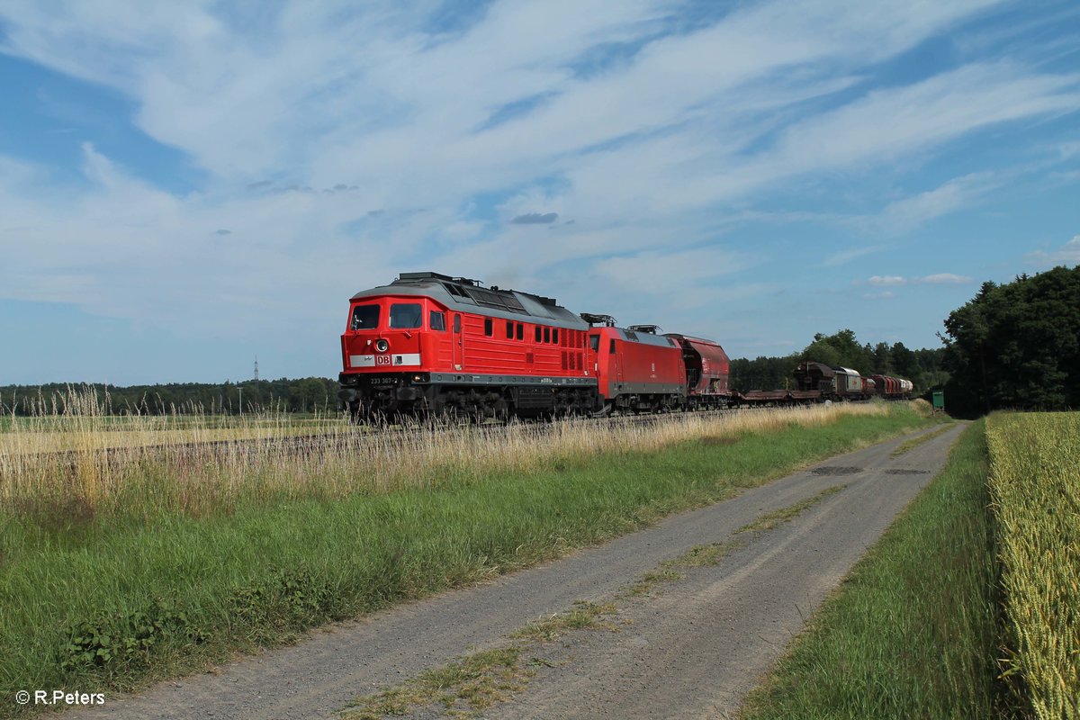 233 367-2 + GA 152 066-7 zieht den 51724 NNR - LE Frankenwald-Umleiter bei Oberteich. 07.07.16