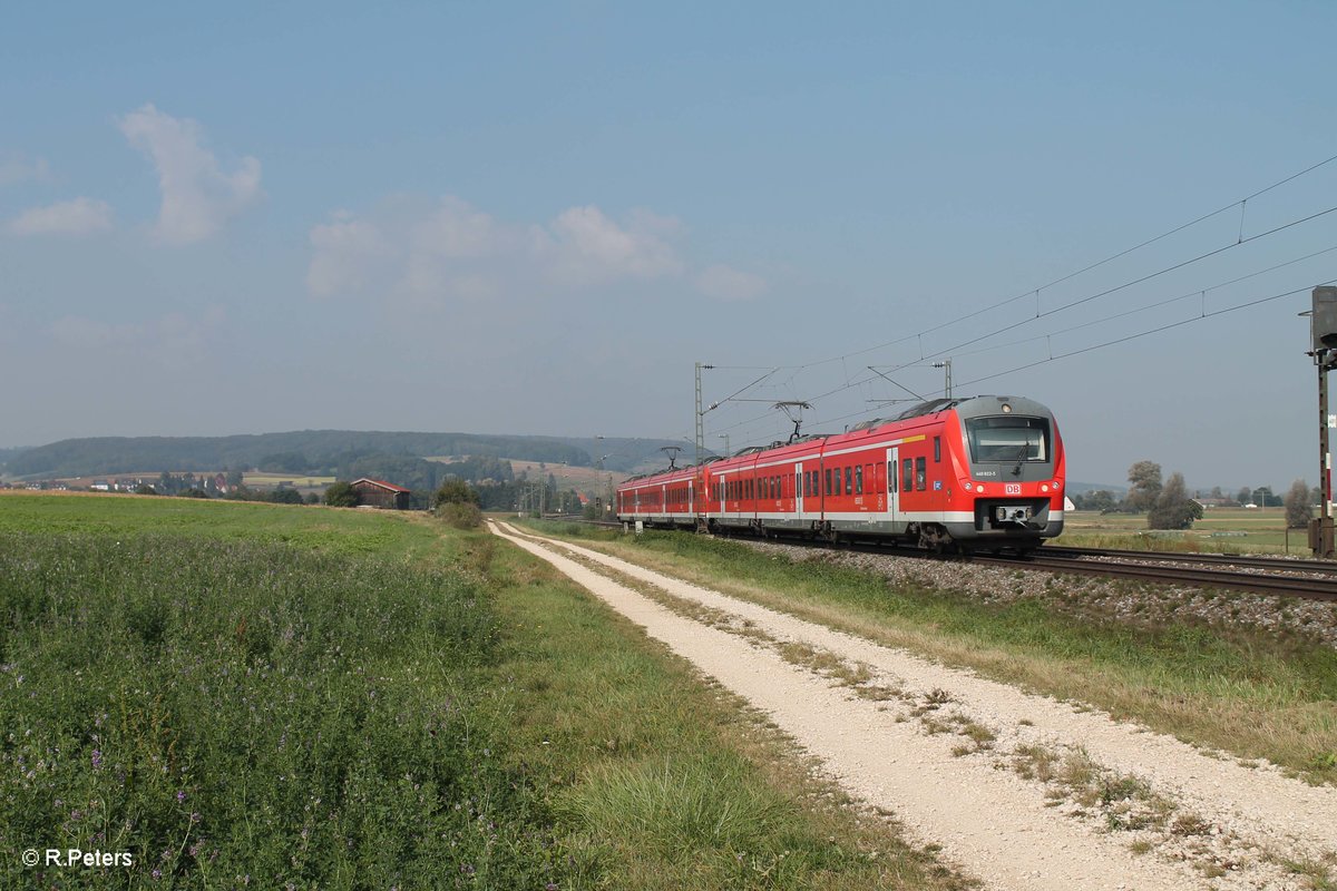 440 822-5 und 440 038-8 als RB 58111 Würzburg - Treuchtlingen bei Wettelsheim und erreicht gleich ihr Ziel. 24.09.16