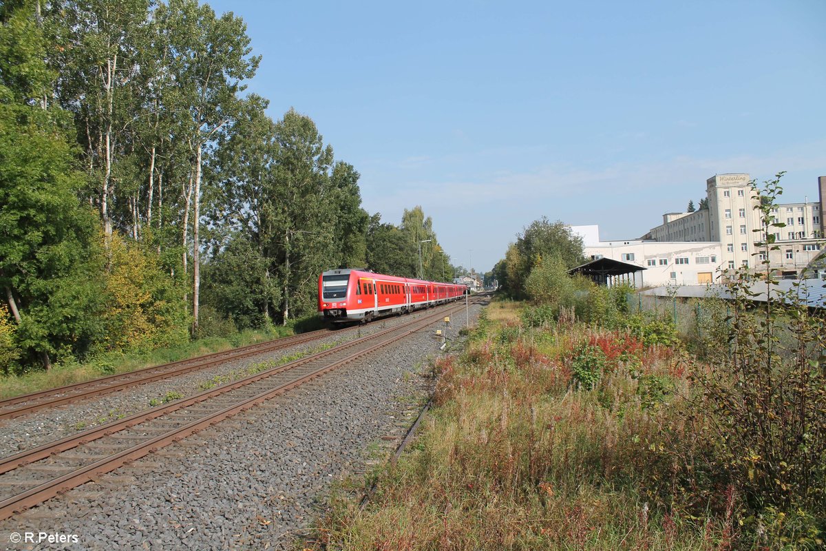 612 479 und 612 656-8 und 612 167 als RE 3086 Nürnberg /RE 3862 Lichtenfels beim verlassen von Schwarzenbach/Saale. 23.09.17