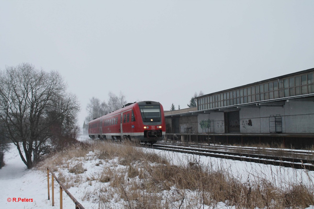 612 964 mit dem RE 5282 Cheb - Nürnberg bei der Einfahrt in Marktredwitz. 02.02.14