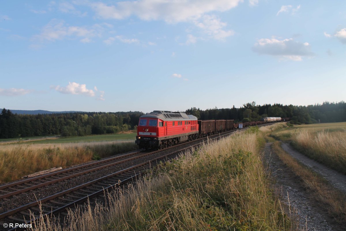 Mit +737min kam dann endlich der EZ 45363 Nürnberg - Cheb gezogen von 232 618 kurz vor Waldershof um die Ecke. 08.07.18