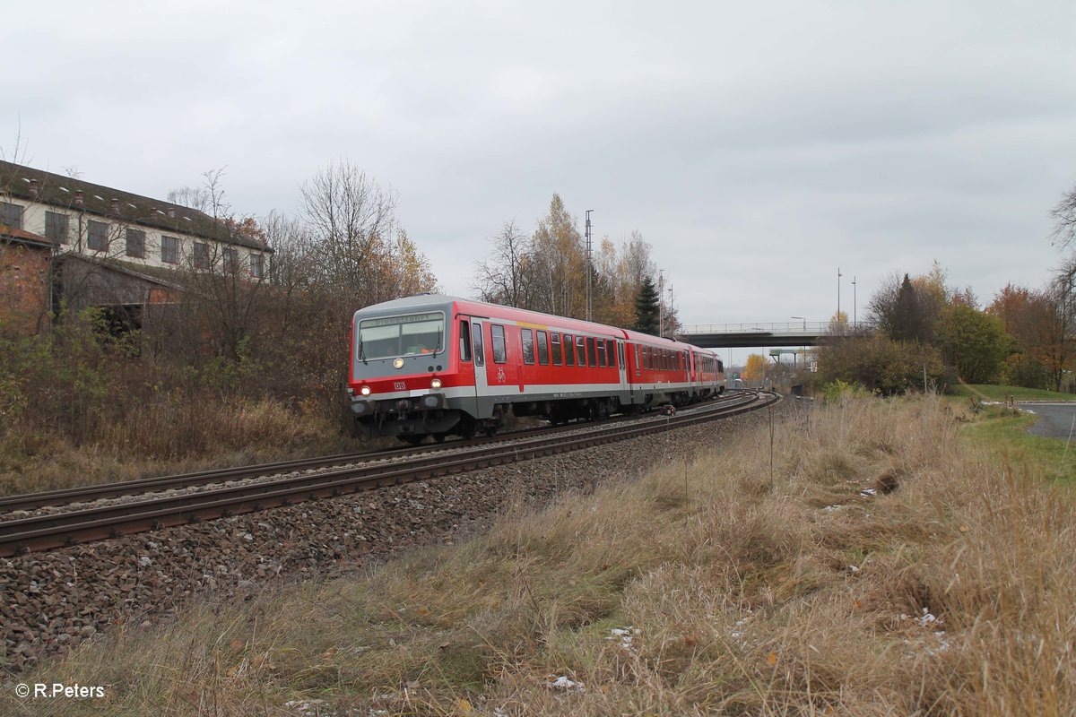 Zwei 628iger der SOB auf der Überführungsfahrt von Chemnitz nach Mühldorf in Wiesau/Oberpfalz. 12.11.16