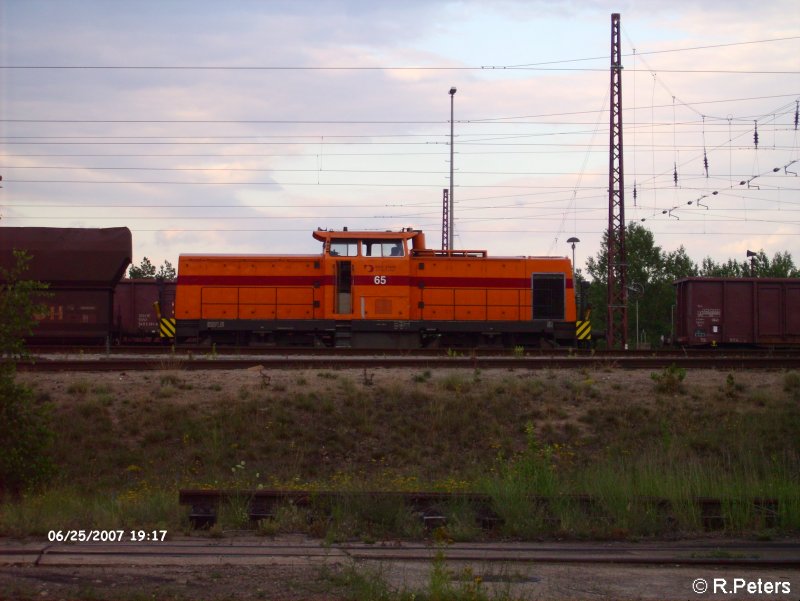 Lok 65 im Werksbahnhof Ziltendorf. 25.06.07