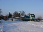 Arriva-L�nderbahn-Express (Alex) 223 061 verl�sst Kempten mit einen ALX nach Lindau. 21.02.10