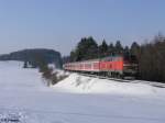 Bayern 218 458-8 mit RE32715 nach Oberstdorf bei K�sers. 15.02.10