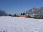 Bayern 425 126 auf dem Weg nach Rosenheim in Oberaudorf. 16.02.10
