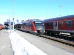 Bayern 642 082 wartet in Buchloe auf die Abfahrt nach Augsburg. 21.02.10