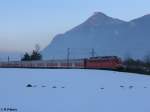 BR 110 110 325 zieht ein RE nach Kufstein bei Niederaudorf. 18.02.10
