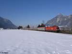 BR 1116 1116 050 zieht ein EC bei Oberaudorf. 16.02.10