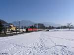 BR 1116 1116 194+198 ziehen bei Oberaudorf ein EC nach M�nchen. 16.02.10