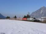 BR 1116 1116 038+ Schwester Maschine ziehen ein EC bei Oberaudorf. 16.02.10
