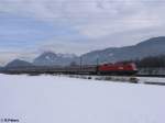BR 1116 1116 243-5 zieht bei Kufstein den �BB EC 740 Wien Westbahnhof - Bregenz 'Urlaub auf dem Bauernhof'. 18.02.10