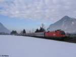 BR 1116 1116 122 zieht bei Niederaudorf ein OEC nach Bregenz. 18.02.10
