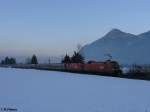 BR 1116 1116 276+176 ziehen ein OEC nach Bregenz bei Niederaudorf. 18.02.10