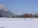 BR 182 182 023 zieht bei Niederaudorf ein 'paneuropa' zum Brenner. 16.02.10