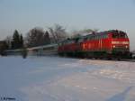 BR 218 218 456 + 489 zieht bei Kempten den RE 2013 nach Oberstorf. 21.02.10