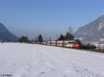 BR 4024 4024 091 zieht bei Oberaudorf nach Kufstein. 16.02.10