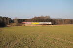 BR 218/770108/218-473-schiebt-ein-messzug-von 218 473 schiebt ein Messzug von Hof nach Weiden bei Oberteich. 24.03.22