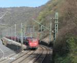 BR 151/330202/151er-mit-autozug-beim-loreley-betriebsbahnhof 151er mit Autozug beim Loreley Betriebsbahnhof. 20.03.14