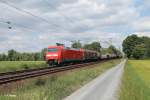 152 054-3 zieht einen gemischten Güterzug bei der Stromkreistrennstelle Bischofsheim. 20.05.15