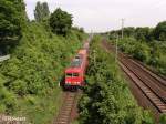 155 091-2 verlsst Frankfurt/Oder mit ein Containerzug.24.05.08