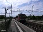 Nahaufnahme von 155 228-0 mit den Autotransportzug in Jacobsdorf(Mark). 29.05.09