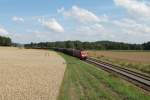 185 307-6 zieht ein gemischten Güterzug bei Dettenhofen. 23.07.14