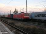 185 066-8 kommt mit ein Containerzug von der Oderbrcke in Frankfurt/Oder eingefahren.