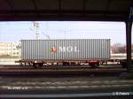 2 achsiger Containertragwagen typ Lgs mit Container MOL.