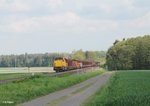 alfa-trains/503285/277-003-0-zieht-ein-leeren-holztransportzug 277 003-0 zieht ein leeren Holztransportzug von Wiesau nach Cheb. 13.05.16