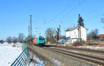 Angel Trains/726345/185-615-2-zieht-bei-moosham-einen 185 615-2 zieht bei Moosham einen Containerzug in Richtung Passau. 13.02.21