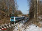 arriva-landerbahn-express-alex/179039/223-069-mit-den-alx84115-hof 223 069 mit den ALX84115 Hof - Mnchen beim verlassen von Reuth bei Erbendorf. 03.02.12