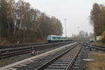 arriva-landerbahn-express-alex/528164/223-065-bei-der-einfahrt-in 223 065 bei der Einfahrt in Marktredwitz als ALX84129 Hof - München. 11.11.16