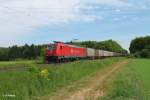 185 595-6 zieht ein Containerzug bei der Netztrennstelle Mainz/Bischofsheim. 15.05.15