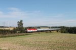 EVB/515863/223-034-mit-einem-kesselzug-auf 223 034 mit einem Kesselzug auf dem Seußener Viadukt auf dem Weg nach Regensburg. 28.08.16