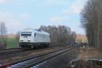 nordic-rail/481380/223-143-verlaesst-wiesau-als-lz 223 143 verlässt Wiesau als Lz auf dem Weg nach Hof, Schönfeld 18.02.16