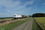nordic-rail/511081/223-143-zieht-bei-oberteich-den 223 143 zieht bei Oberteich den Wiesau Containerzug nach Hamburg. 07.07.16