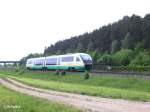 Vogtlandbahn/73929/vt24-vogtlandkreis-rollt-bei-richt-bei VT24 'Vogtlandkreis' rollt bei Richt bei Schwandorf als VBG81916 nach Hof. 26.05.10